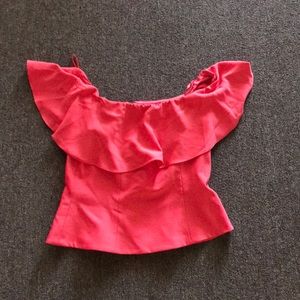 Red off the shoulder blouse